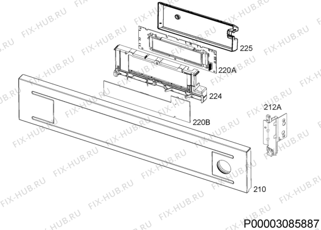 Схема №2 BE801271SM с изображением Панель для электропечи Aeg 140022080018